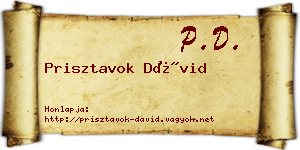 Prisztavok Dávid névjegykártya